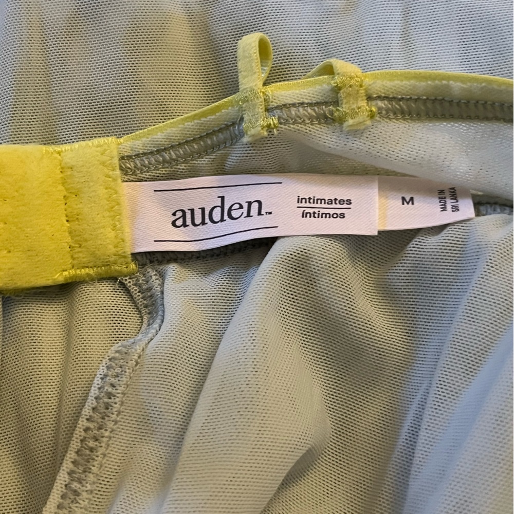 Auden 2 piece babydoll push-up sheer nightgown green yellow lace thong panty new - Picture 6 of 8